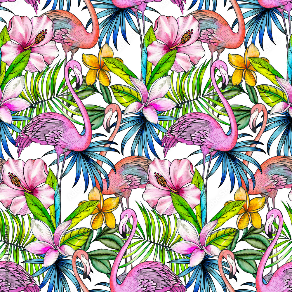Tapeta seamless pattern with tropical
