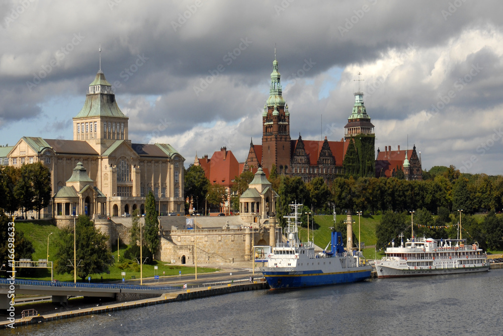 Obraz Tryptyk Szczecin River View