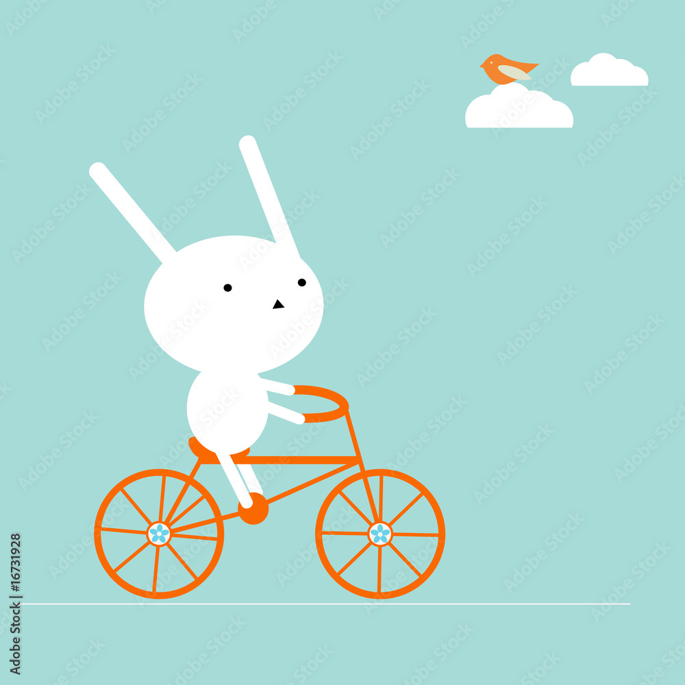 Obraz Tryptyk Bunny on a bike