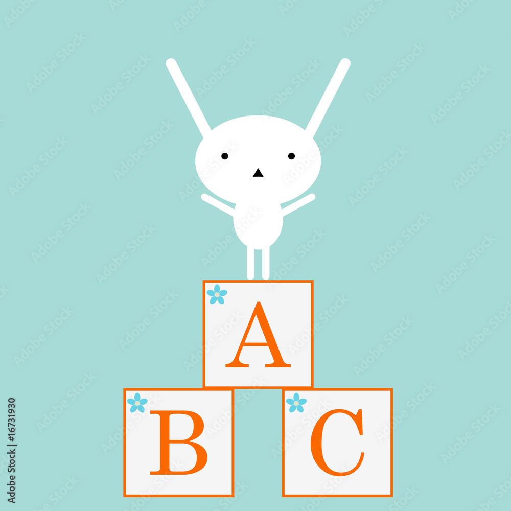 Obraz Tryptyk Cute bunny with ABC toys