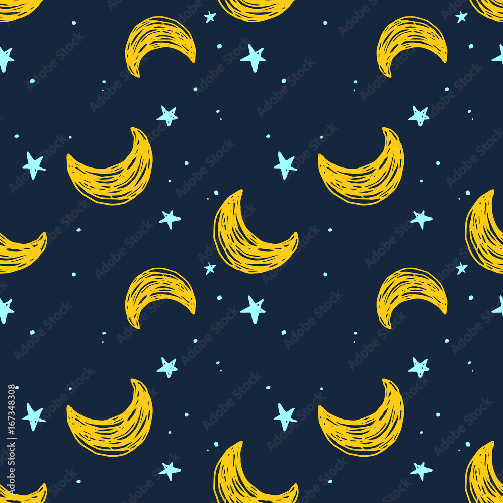 Fototapeta Seamless pattern with moon and