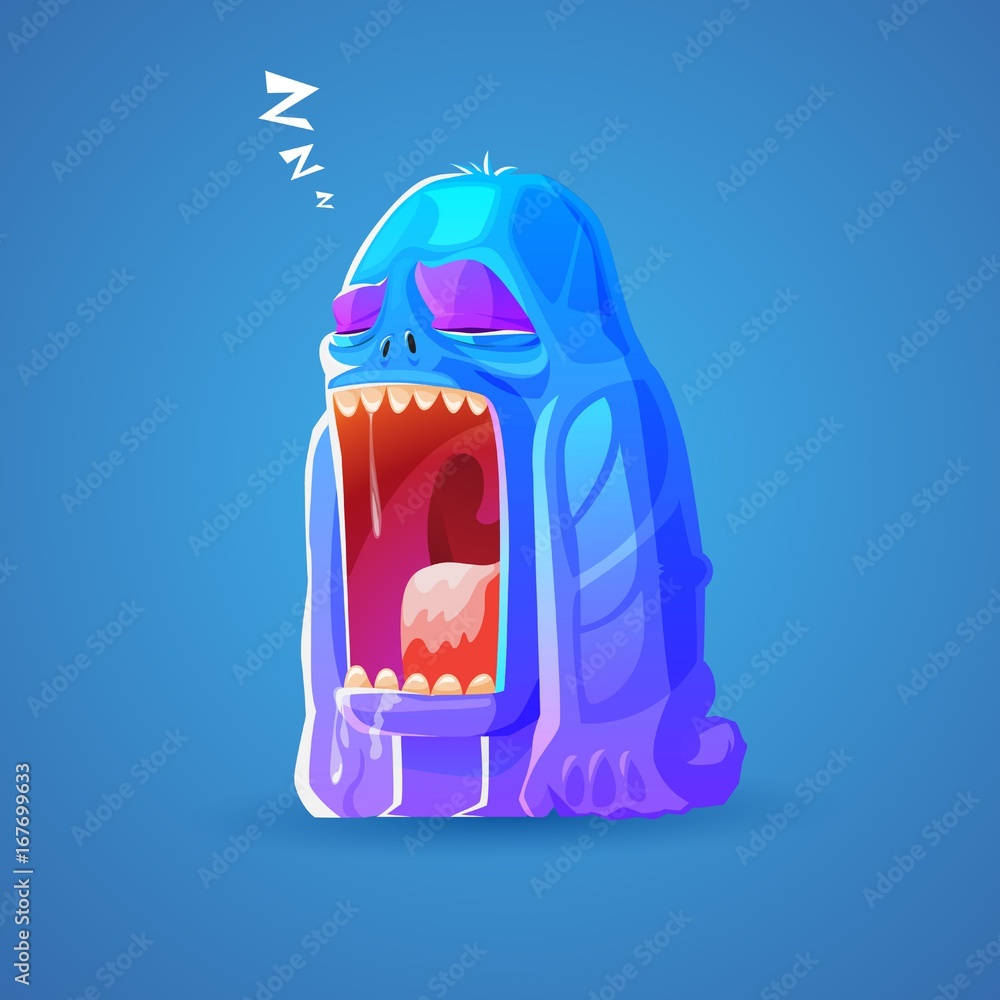 Obraz Tryptyk cartoon cute monsters dozing