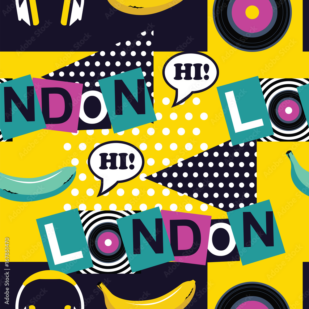 Tapeta yellow pop art seamless London