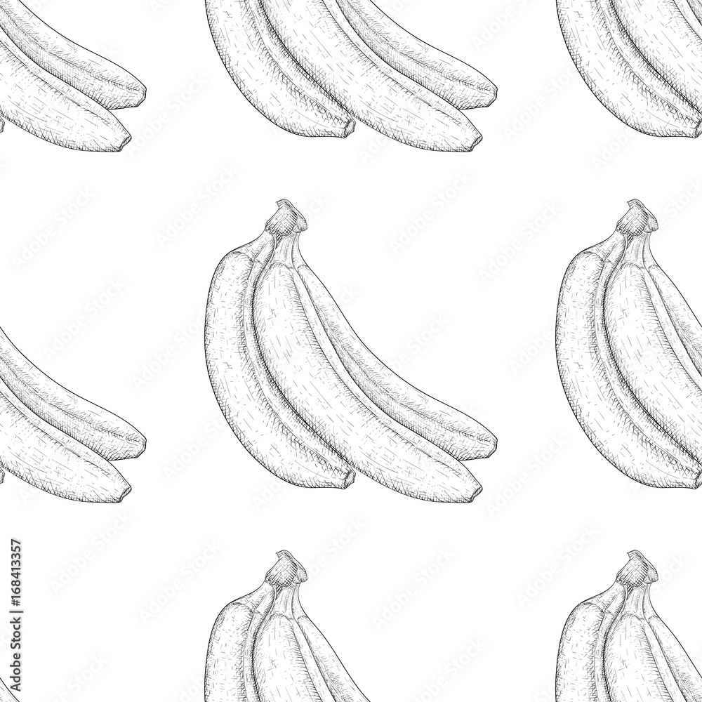 Tapeta Bananas. Hand drawn black and