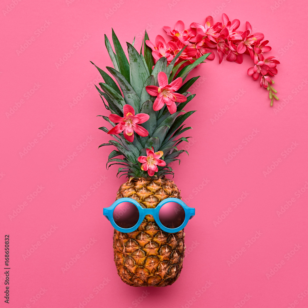 Obraz Tryptyk Pineapple Fruit Fashion