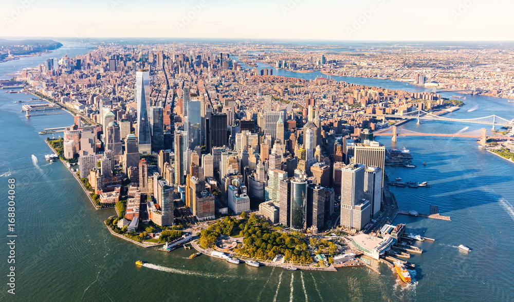 Fototapeta Aerial view of lower Manhattan
