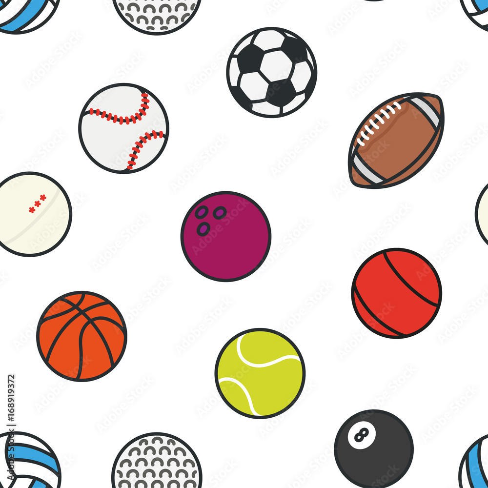 Tapeta Seamless Pattern Sports Balls