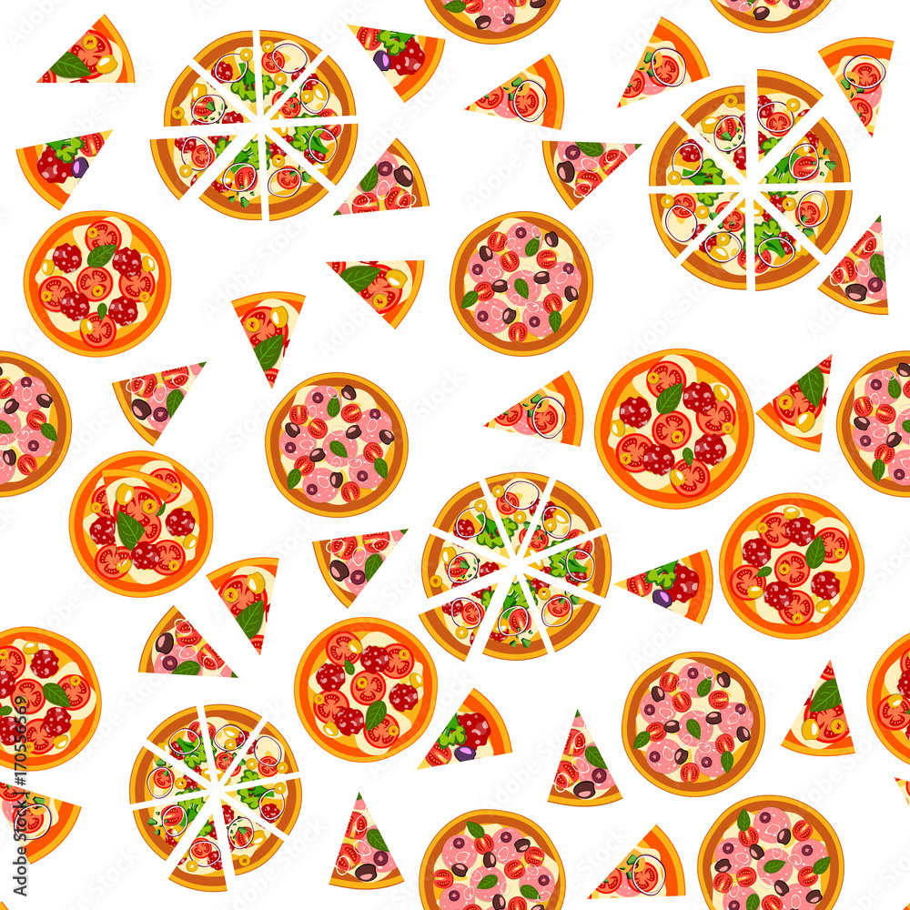 Fototapeta Pizza seamless pattern.