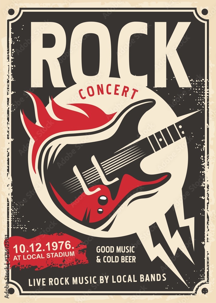 Obraz Dyptyk Rock music retro poster design