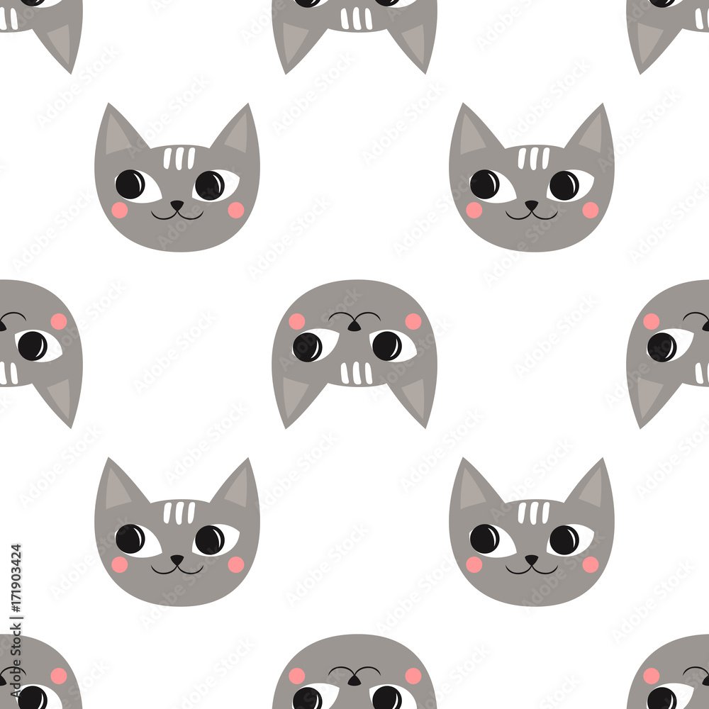 Tapeta Seamless pattern cute cats for