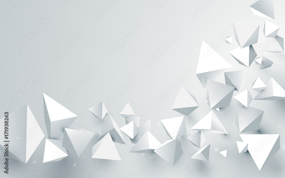 Fototapeta Abstract white 3d pyramids