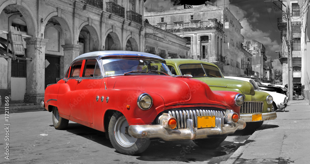 Fototapeta Colorful Havana cars panorama