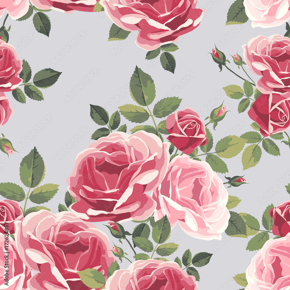 Tapeta Seamless pattern with roses.