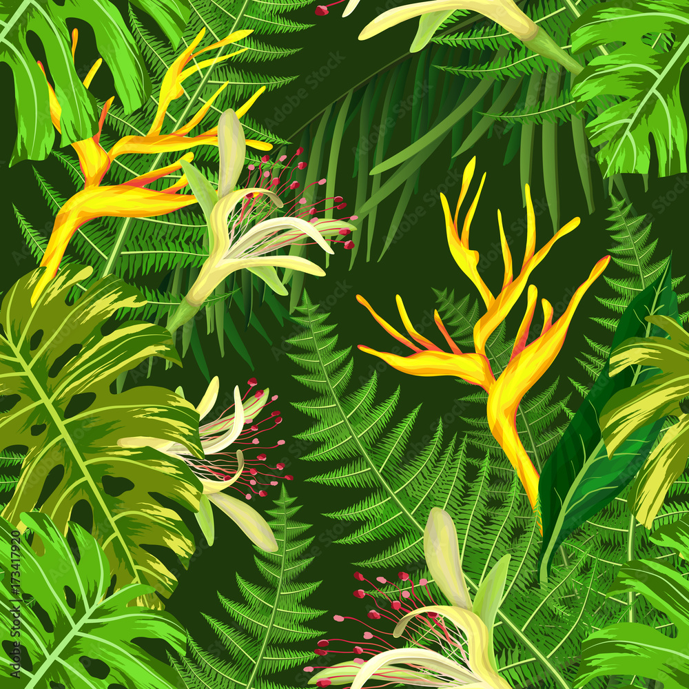 Tapeta Seamless pattern with tropical