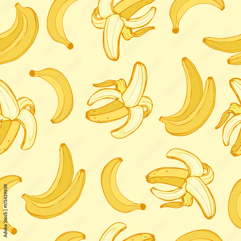 Tapeta Cartoon fresh banana fruits in
