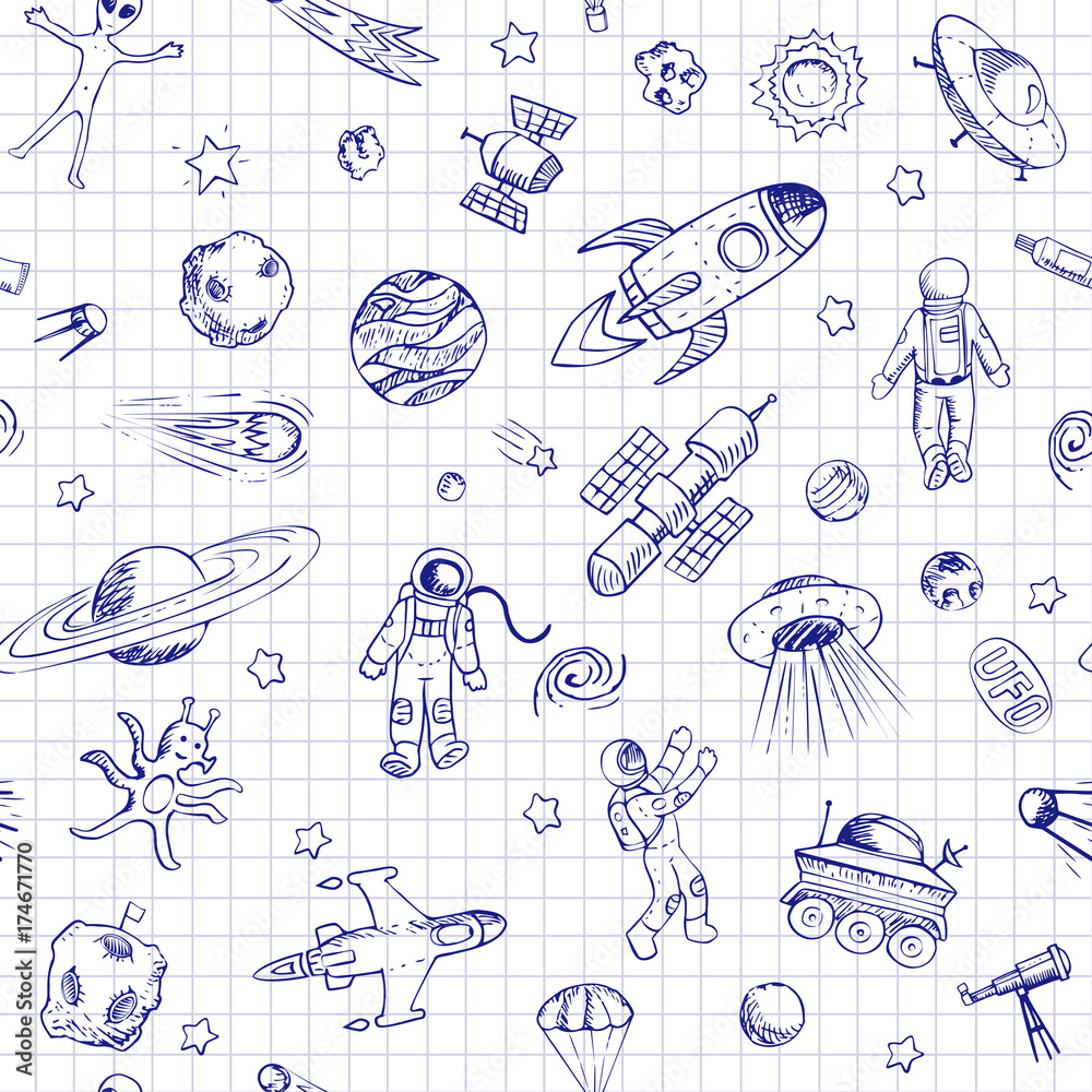 Tapeta Vector doodle space seamless