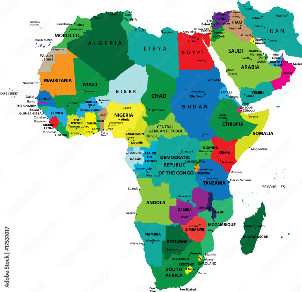Fototapeta Political map of Africa