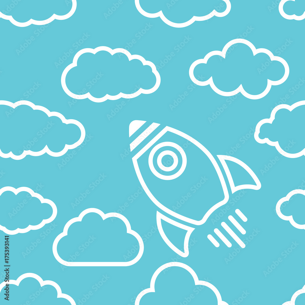 Tapeta white rocket icon with clouds