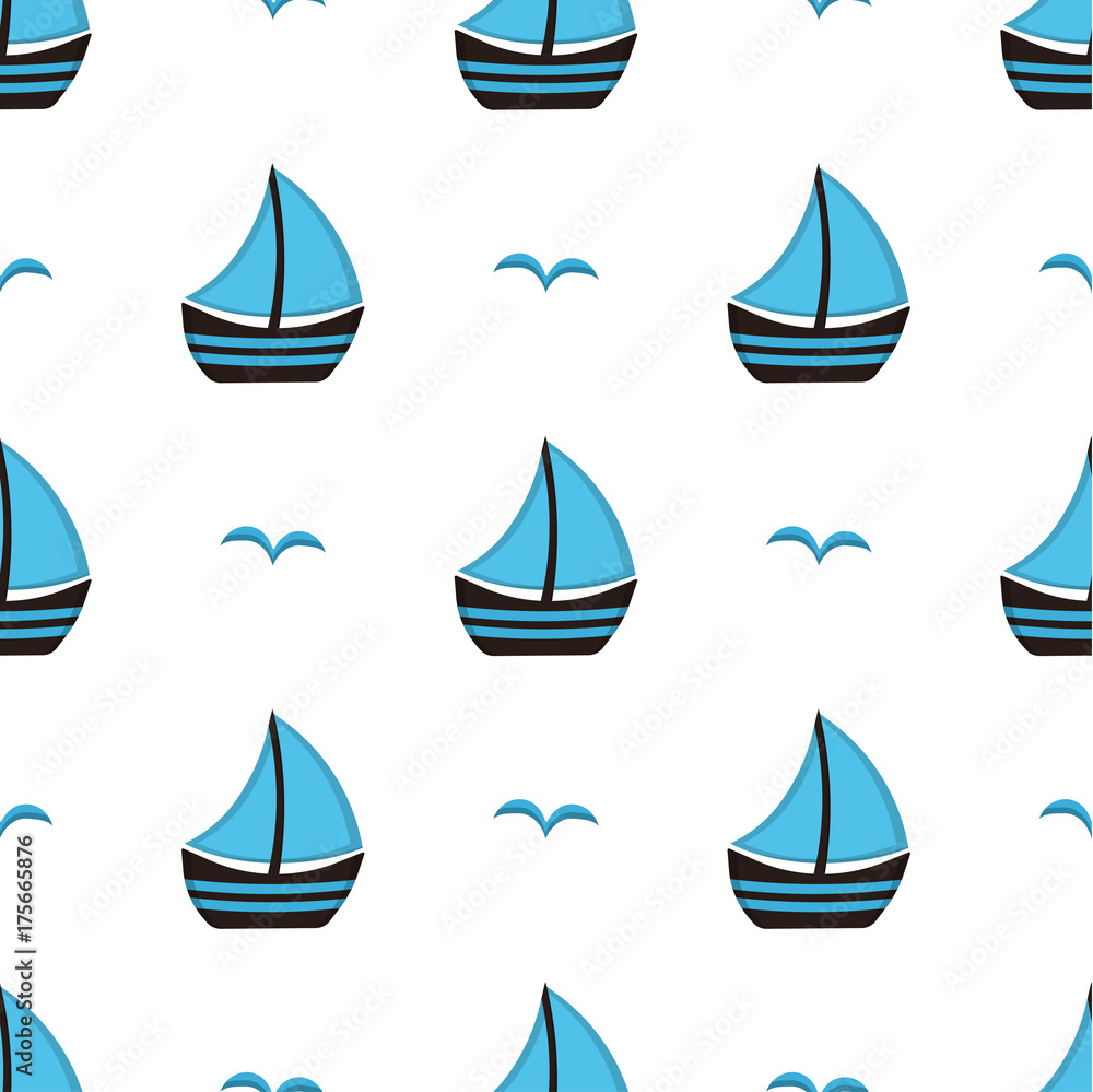 Tapeta pattern with boat and gull