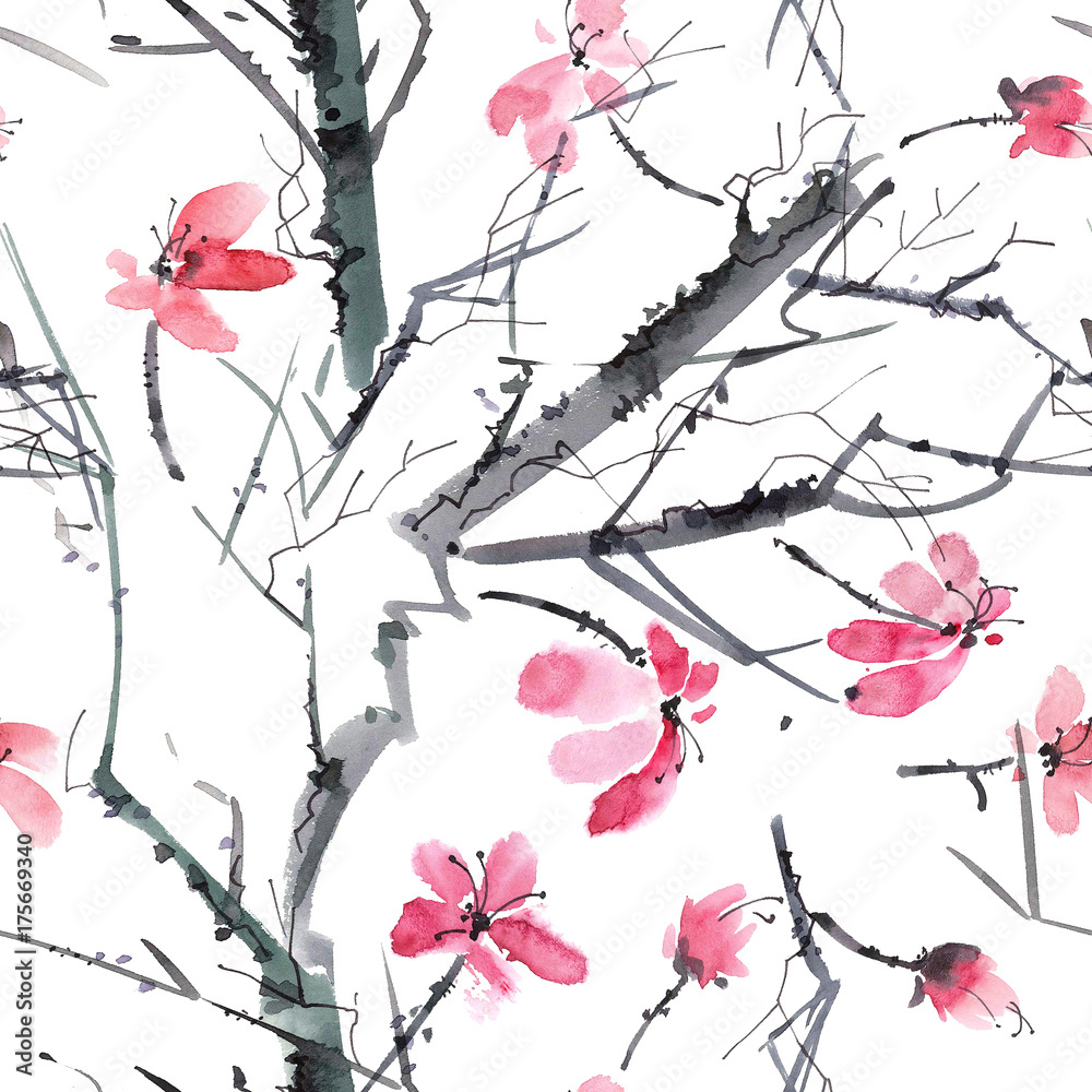 Fototapeta Blossom tree pattern