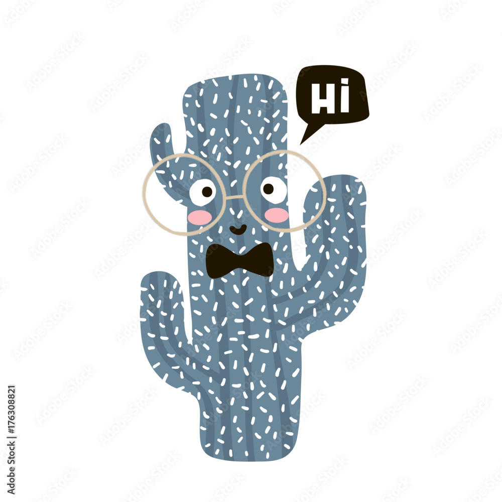 Obraz Tryptyk Cute cartoon cactus in