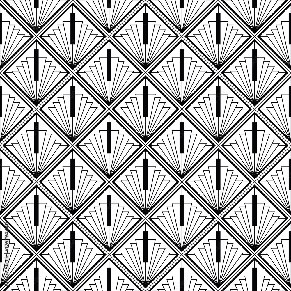 Obraz Tryptyk art deco monochrome seamless