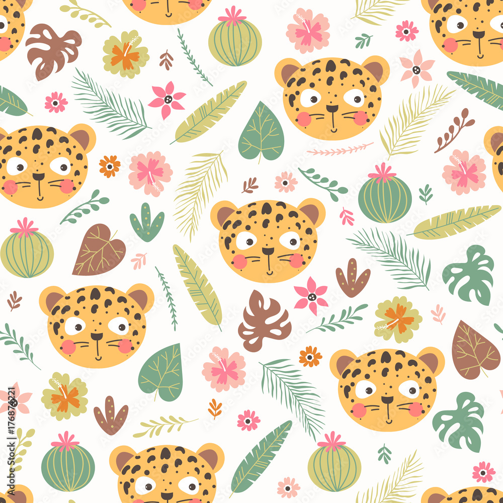 Tapeta Seamless pattern with cute