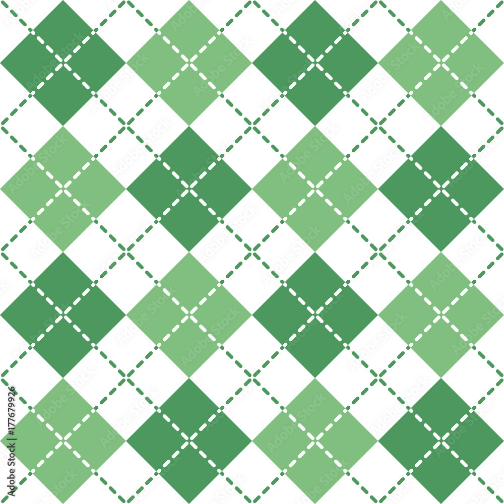 Tapeta Green Dashed Argyle Pattern