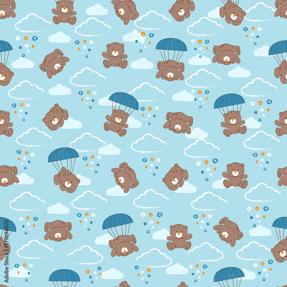 Tapeta Cute kids pattern bear for