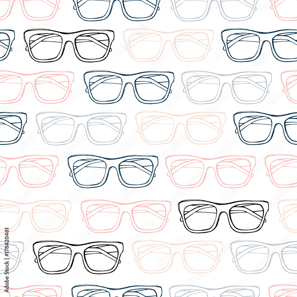 Tapeta Glasses seamless pattern, hand