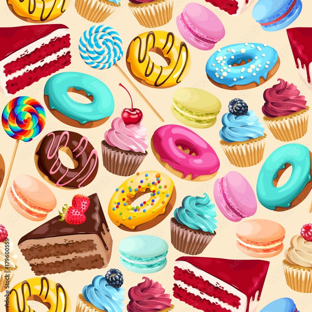 Tapeta Seamless pattern with sweets