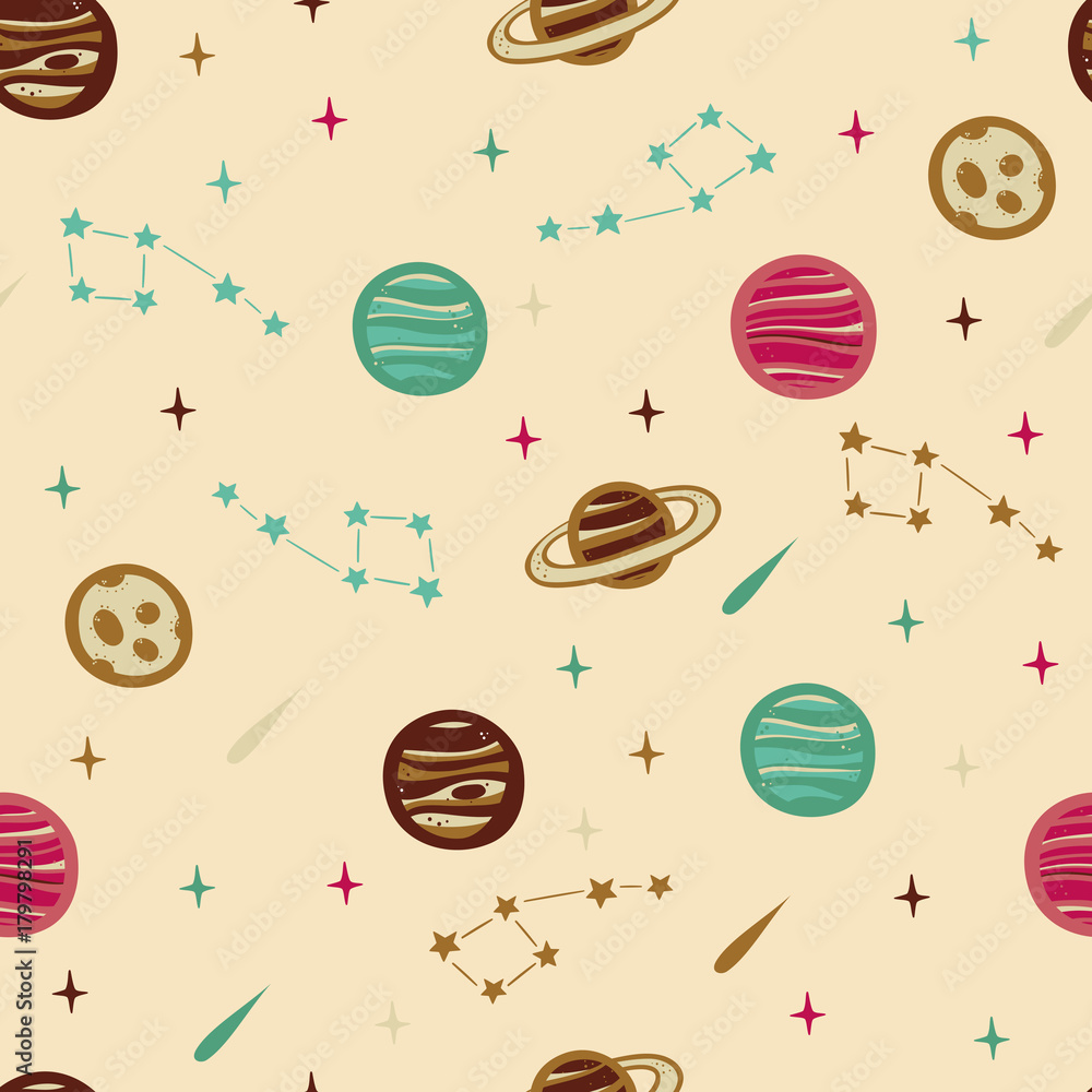 Tapeta Seamless Space Pattern with