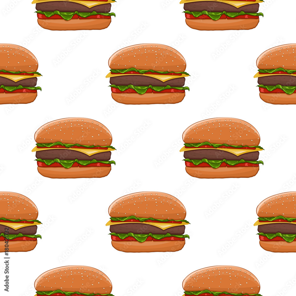 Tapeta Hamburger. Colored drawing as