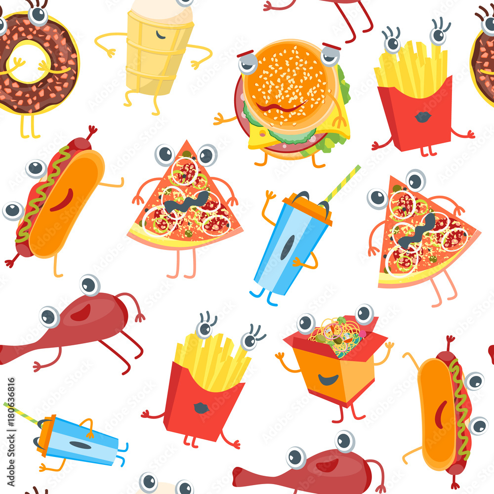Tapeta Cartoon Color Fast Food