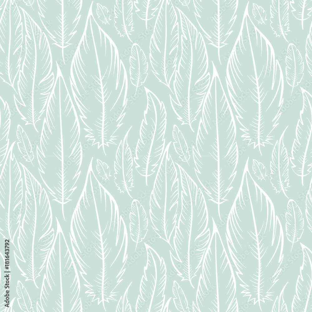 Fototapeta Background with blue feathers