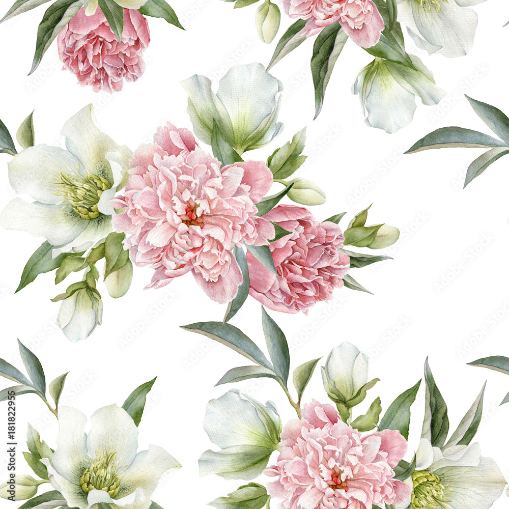 Fototapeta Floral seamless pattern with