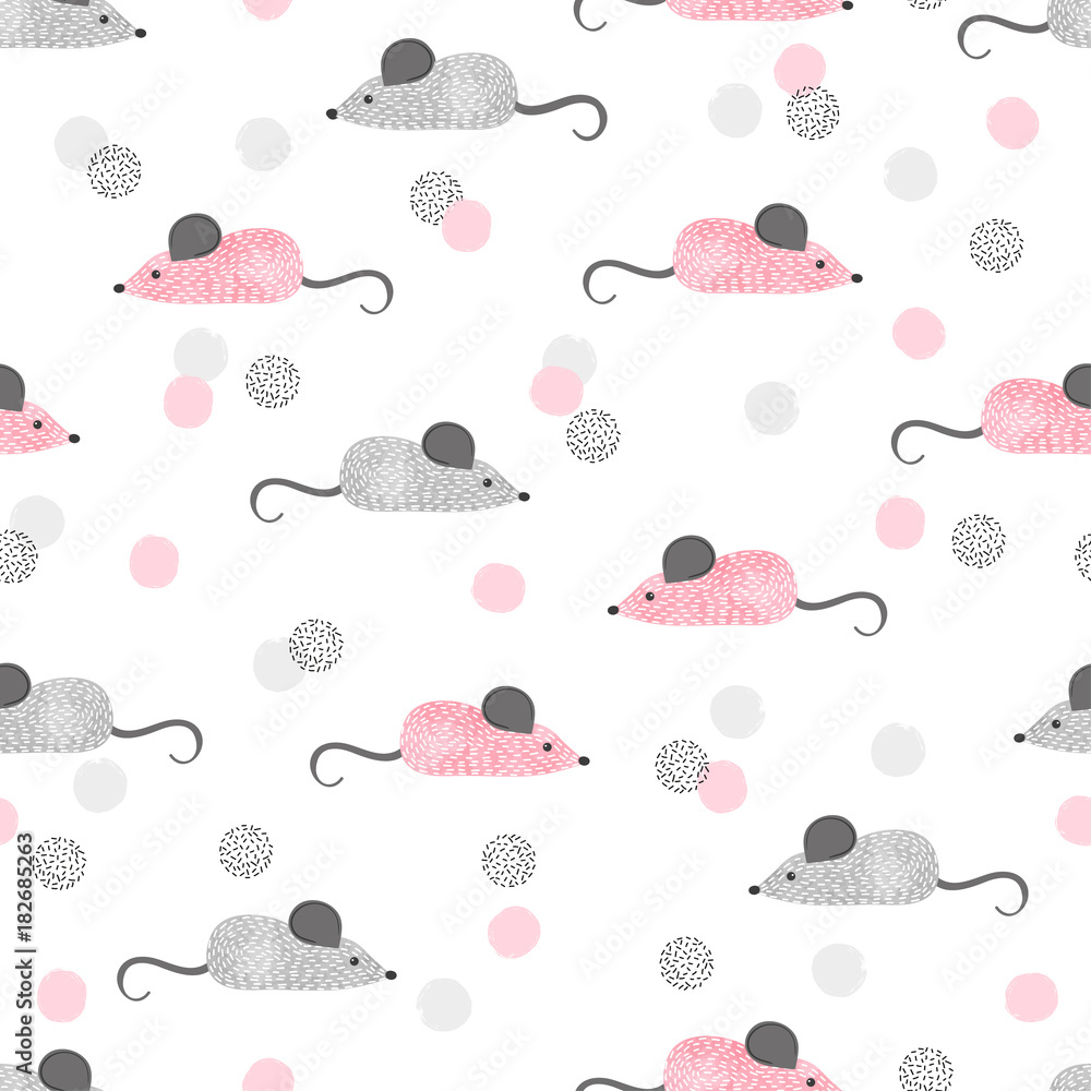 Tapeta Seamless cute mouse pattern.