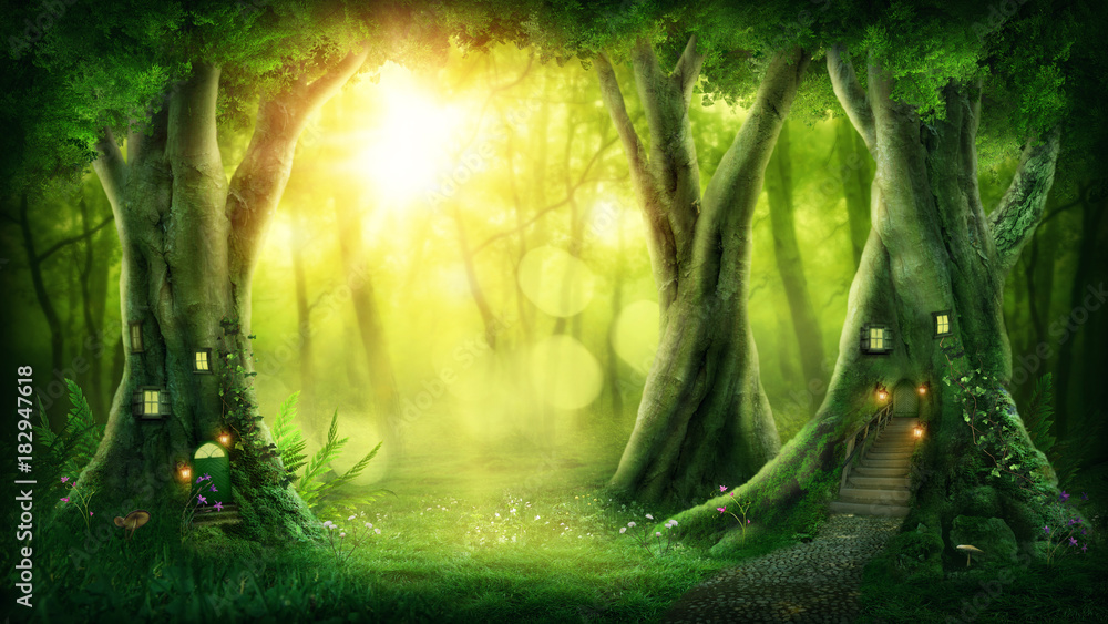 Obraz Tryptyk Dark magic forest