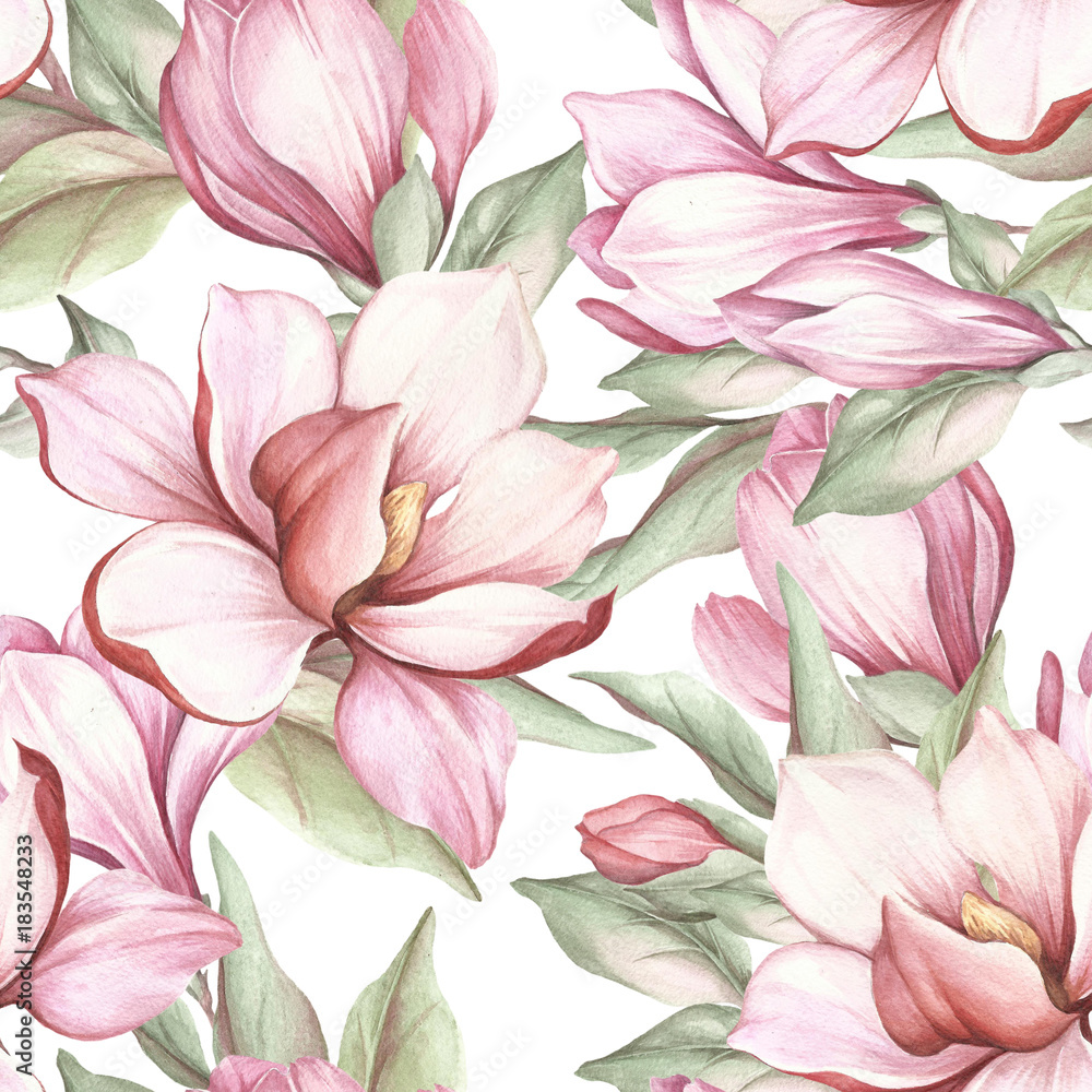 Obraz Pentaptyk Seamless pattern with blooming