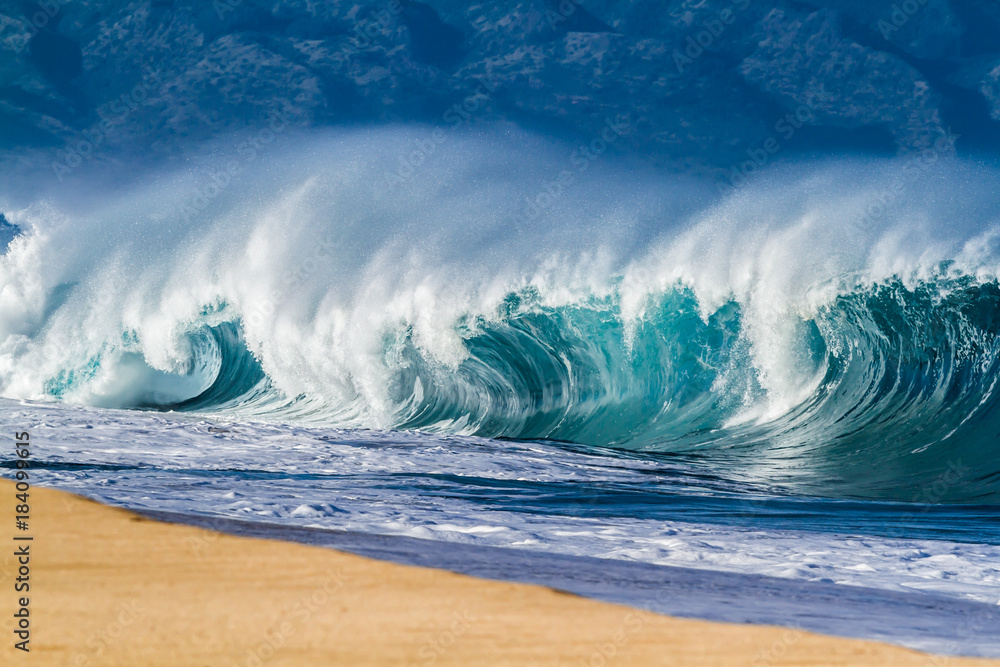 Fototapeta Big Shore break Ocean Wave in