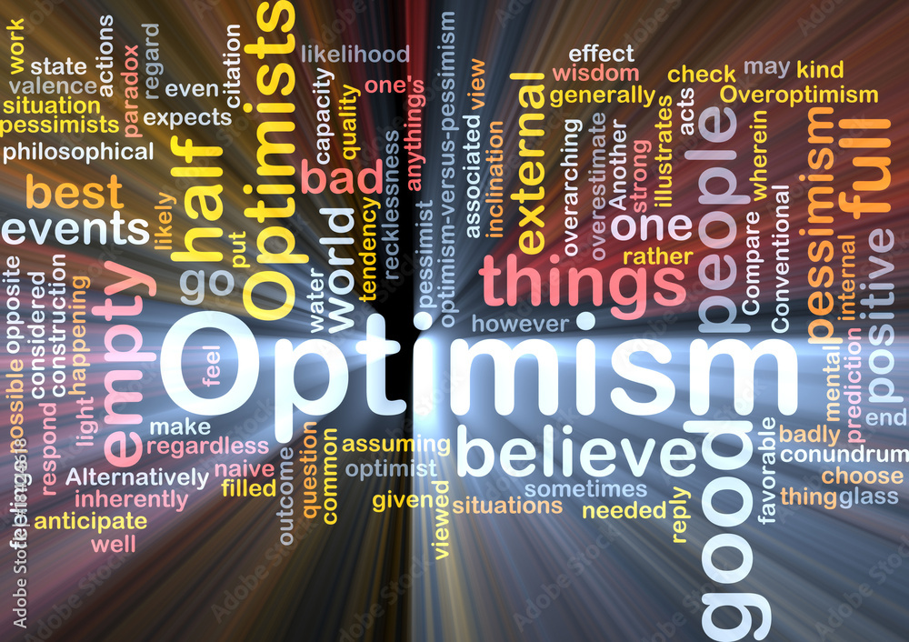 Obraz Pentaptyk Optimism word cloud glowing