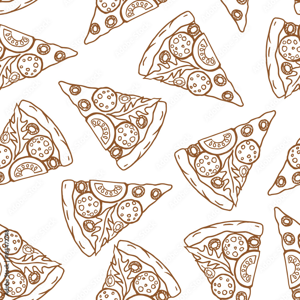 Fototapeta Pizza pattern. Vector seamless