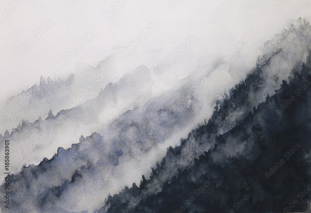 Obraz Dyptyk watercolor landscape mountain
