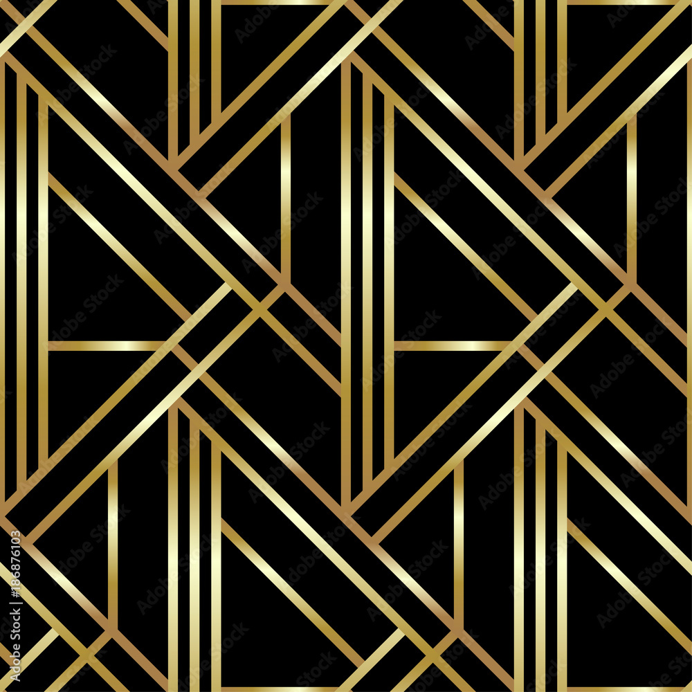 Fototapeta Seamless geometric golden Art