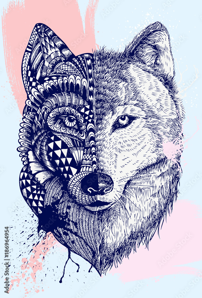 Fototapeta Abstract wolf illustration,