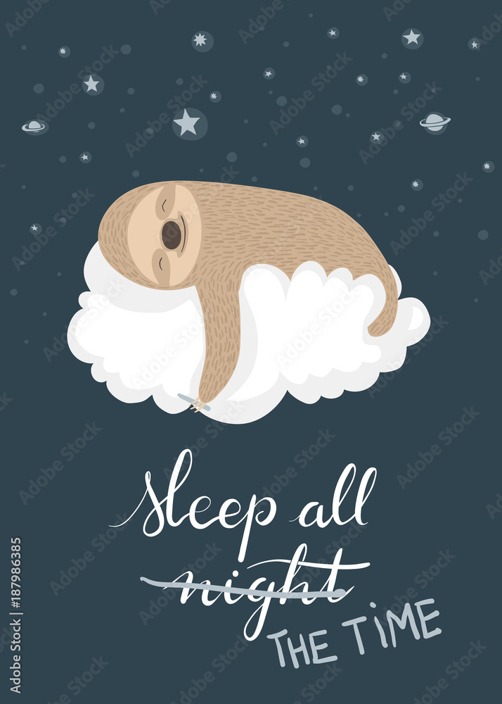 Obraz Tryptyk Sleeping sloth poster
