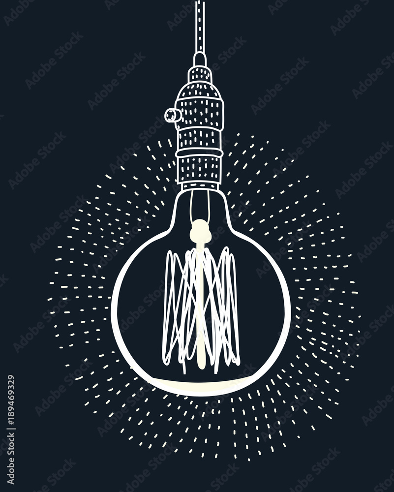 Obraz Pentaptyk Light bulbs on black