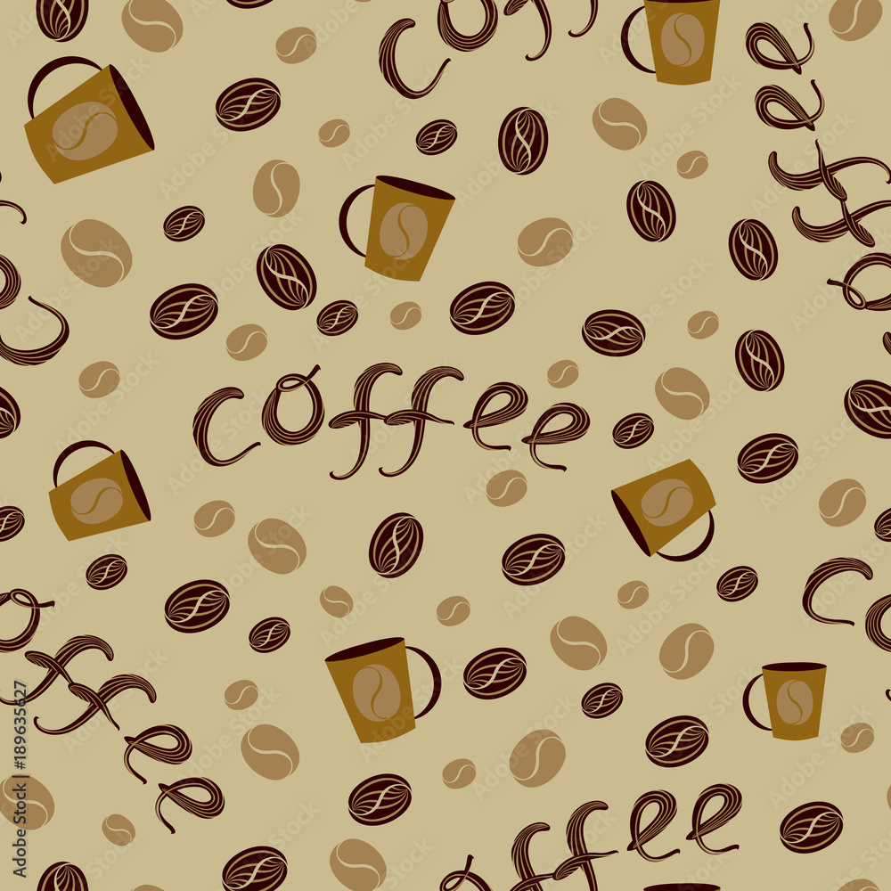 Tapeta Coffee. Seamless pattern