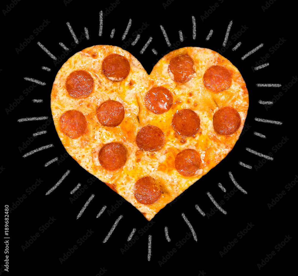 Obraz na płótnie pizza with peperoni of heart