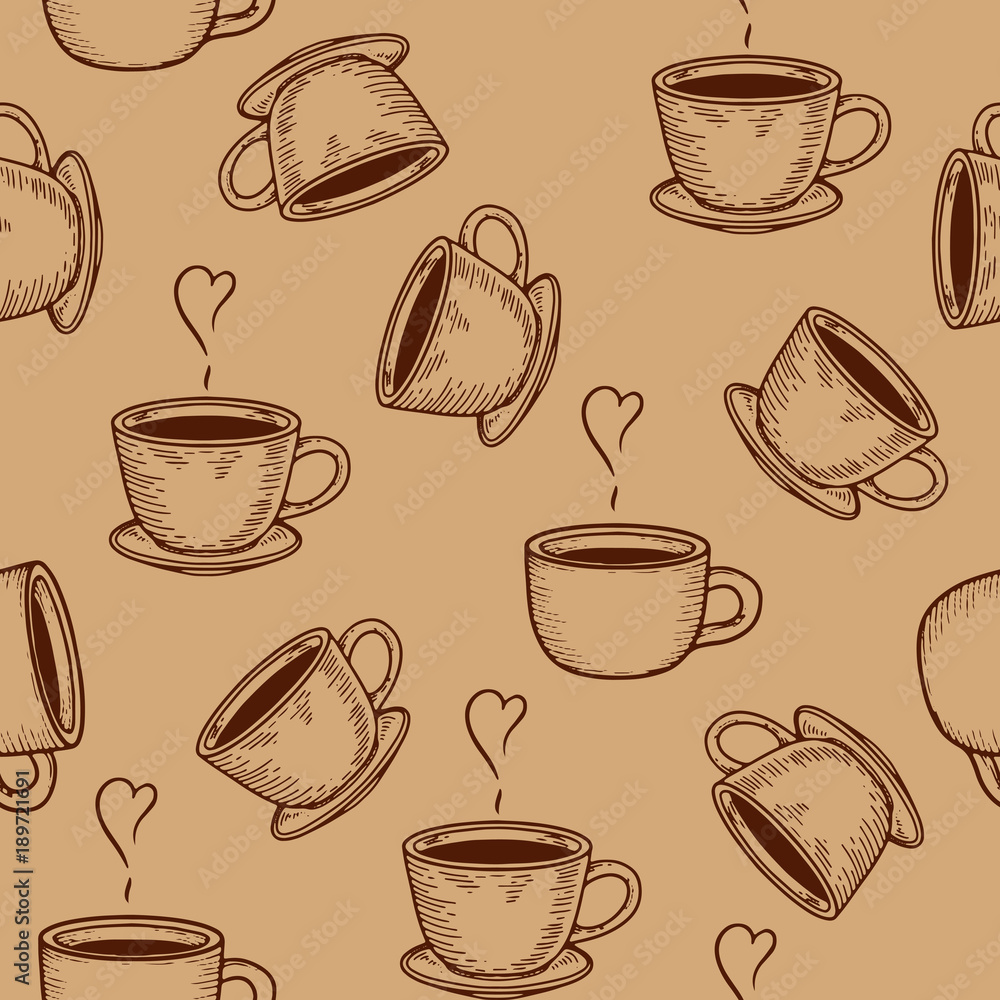 Tapeta coffe or tea cups seamless